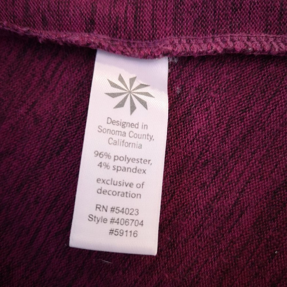 Athleta Ladies Size Large Purple with Black 3/4 Length Sleeve Open Cardigan - Picture 6 of 9